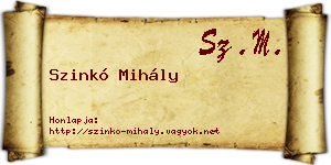 Szinkó Mihály névjegykártya